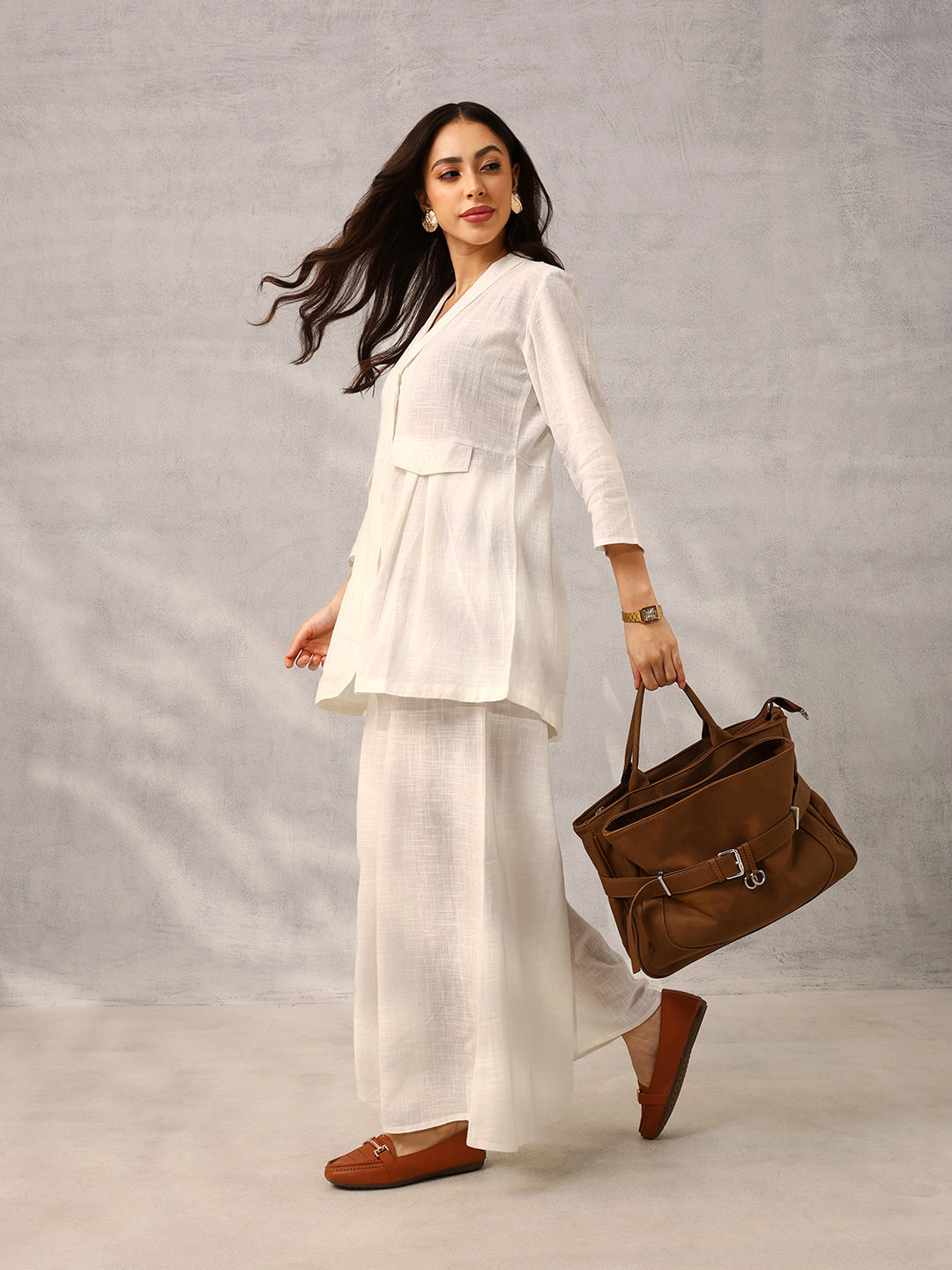 Off White Tailored Workwear Blazer with Trouser