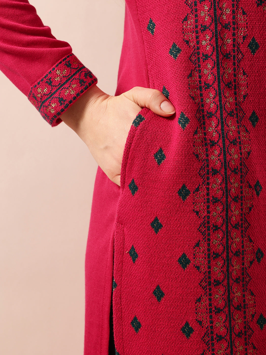 Comfy Dark Pink Regular Kurtas|INWKAAW25607_PN