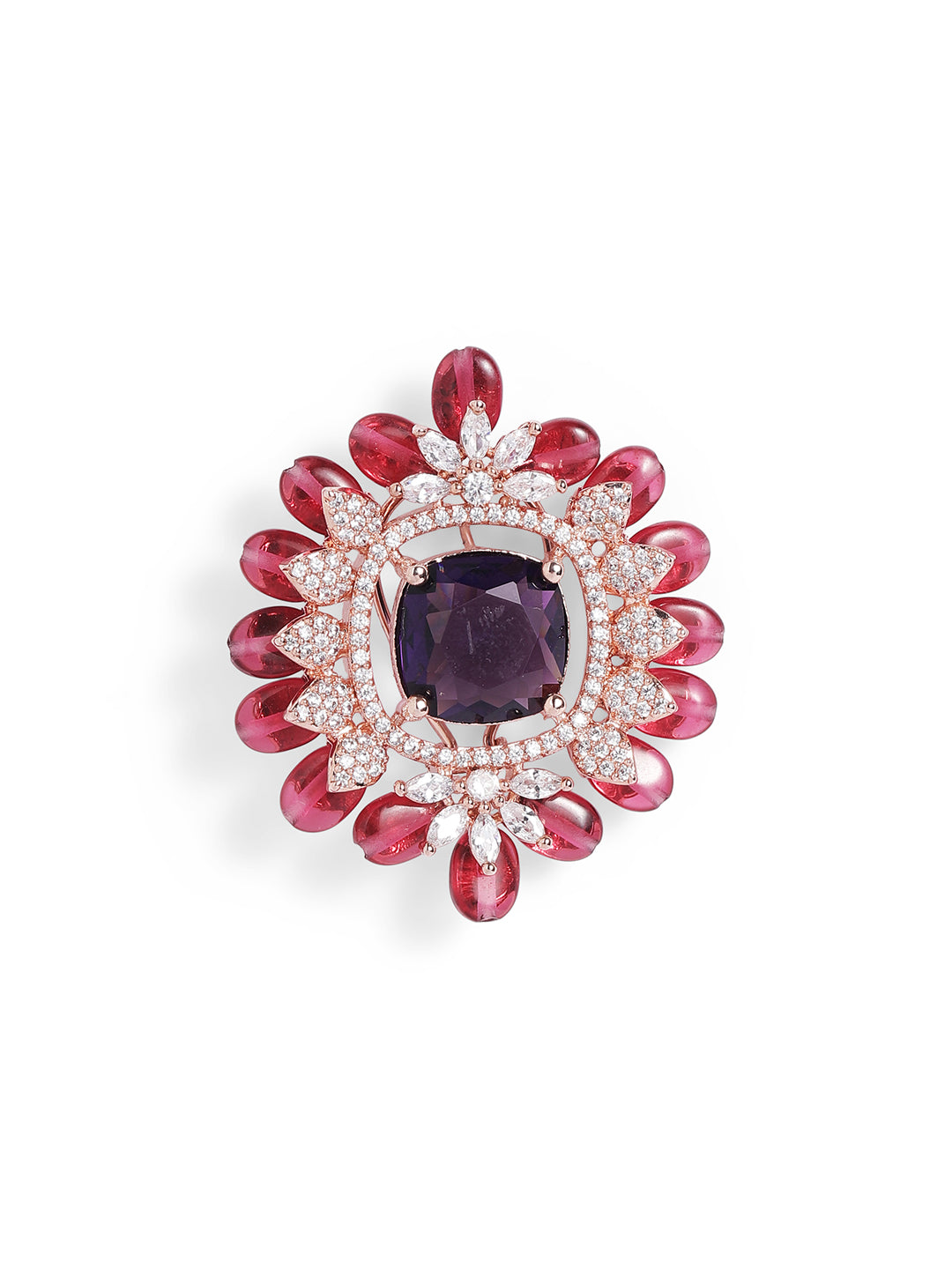 Emethyst Colour Rose Gold Plated AD Studs Earring