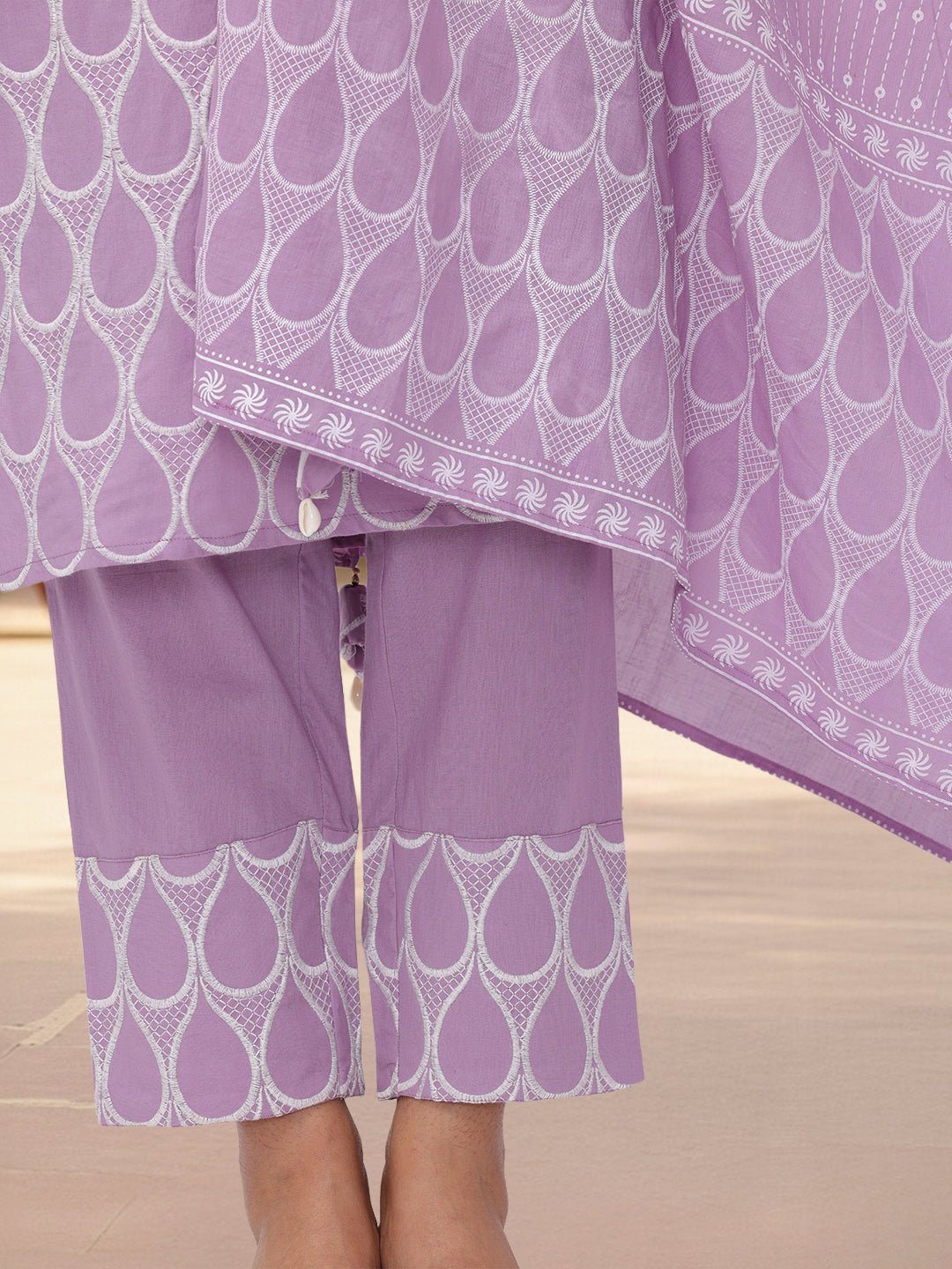 Ishin Women Purple Cotton 3Pcs Kurta Set