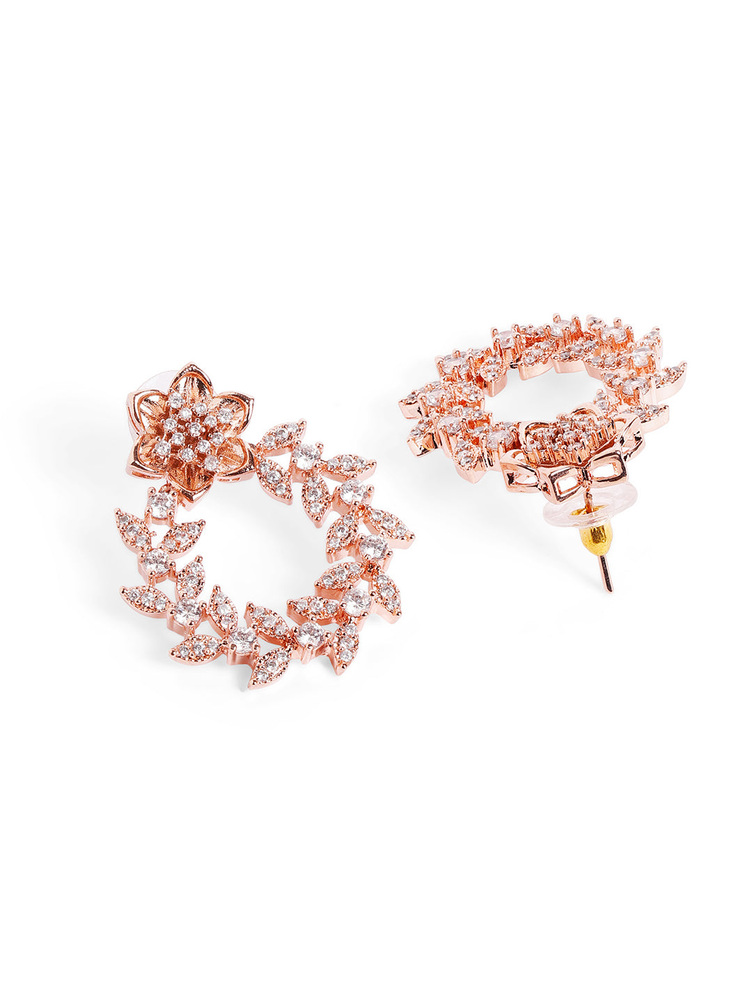 White Colour Rose Gold Plated AD Studs Earring