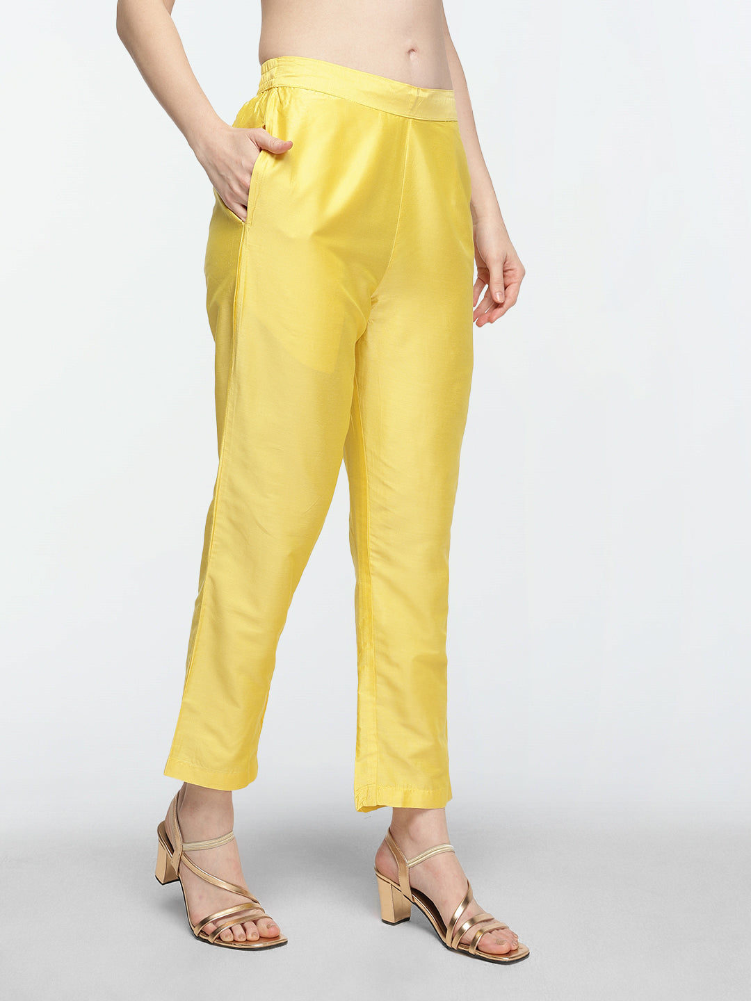 Graceful Yellow  Poly Silk Zari Embroidered A-line Kurta Set with statement dupatta
