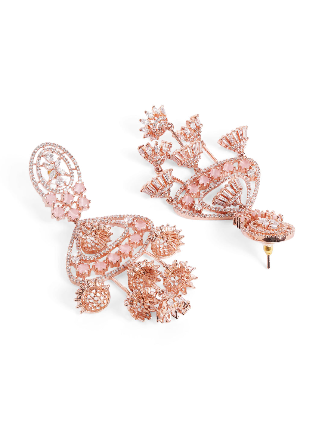 White Colour Rose Gold Plated AD Drop Earring