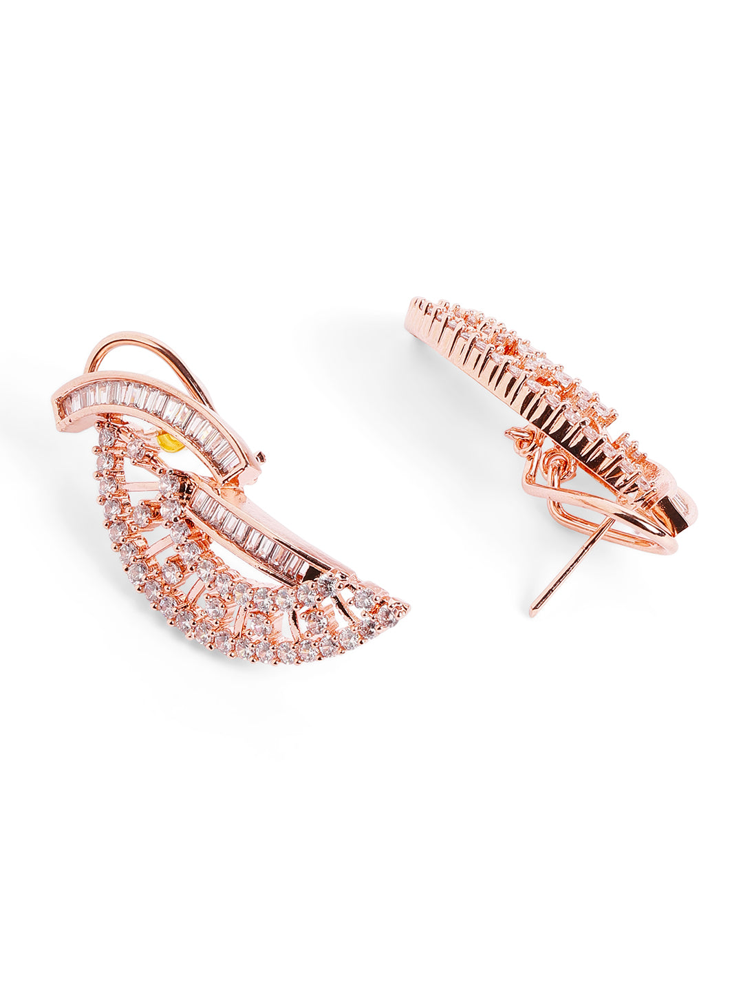 White Colour Rose Gold Plated AD Drop Earring
