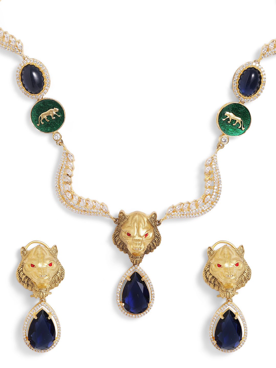 Multi Colour Gold Plated AD Jewellery Set