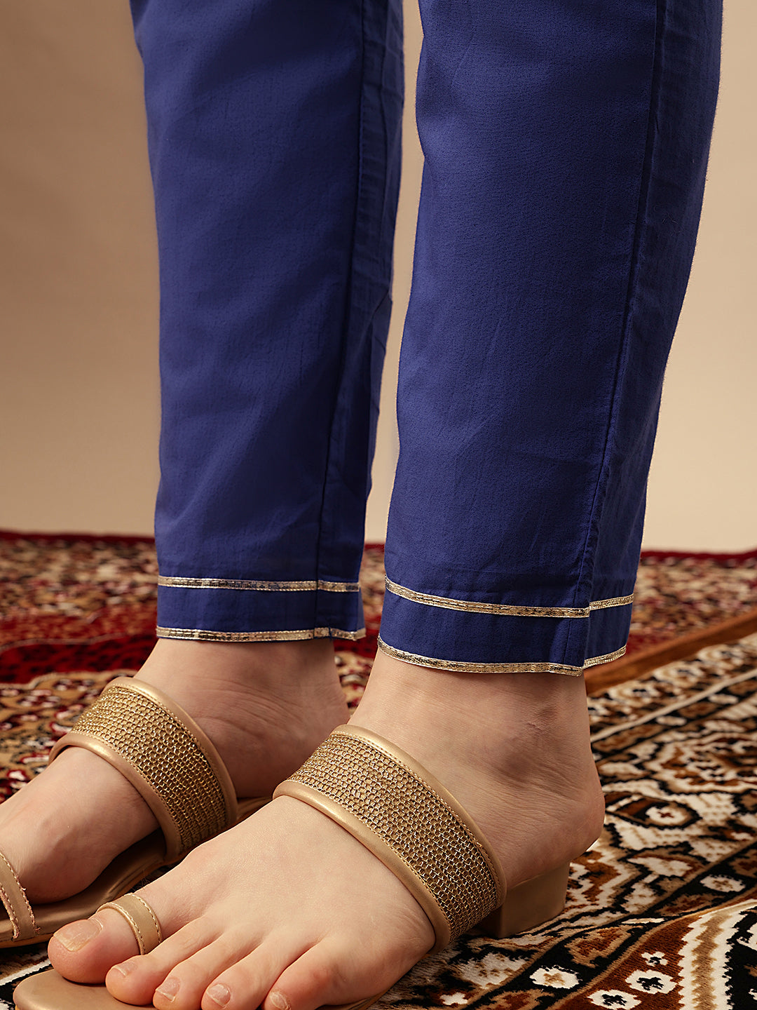 Comfy Royal Blue Organza Embroidered Anarkali Kurta Sets
