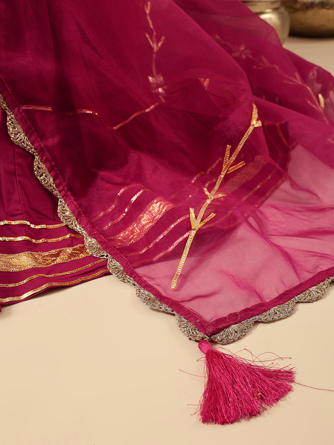 Comfy Rani Pink Organza Embroidered Anarkali Kurta Sets