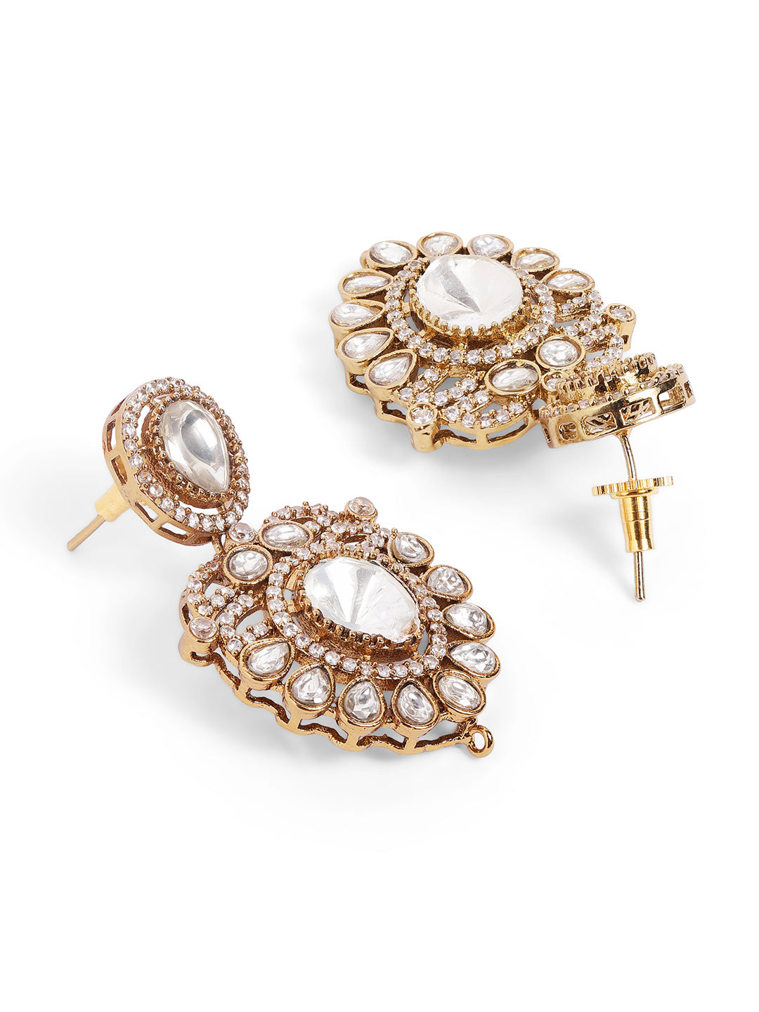 Red  Colour Gold Plated Drop Earring