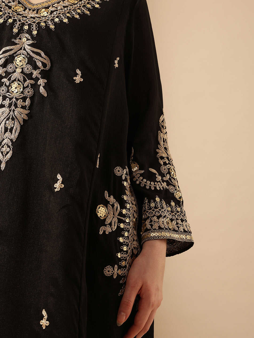 Rich Black A Line Kurta Sets