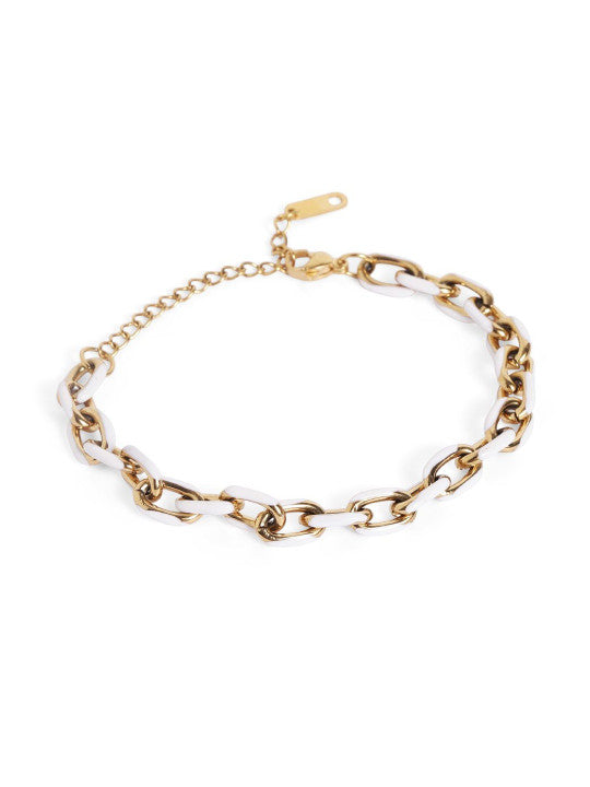 Ishin White Colour Gold Plated Artificial Stones And Beads Armlet