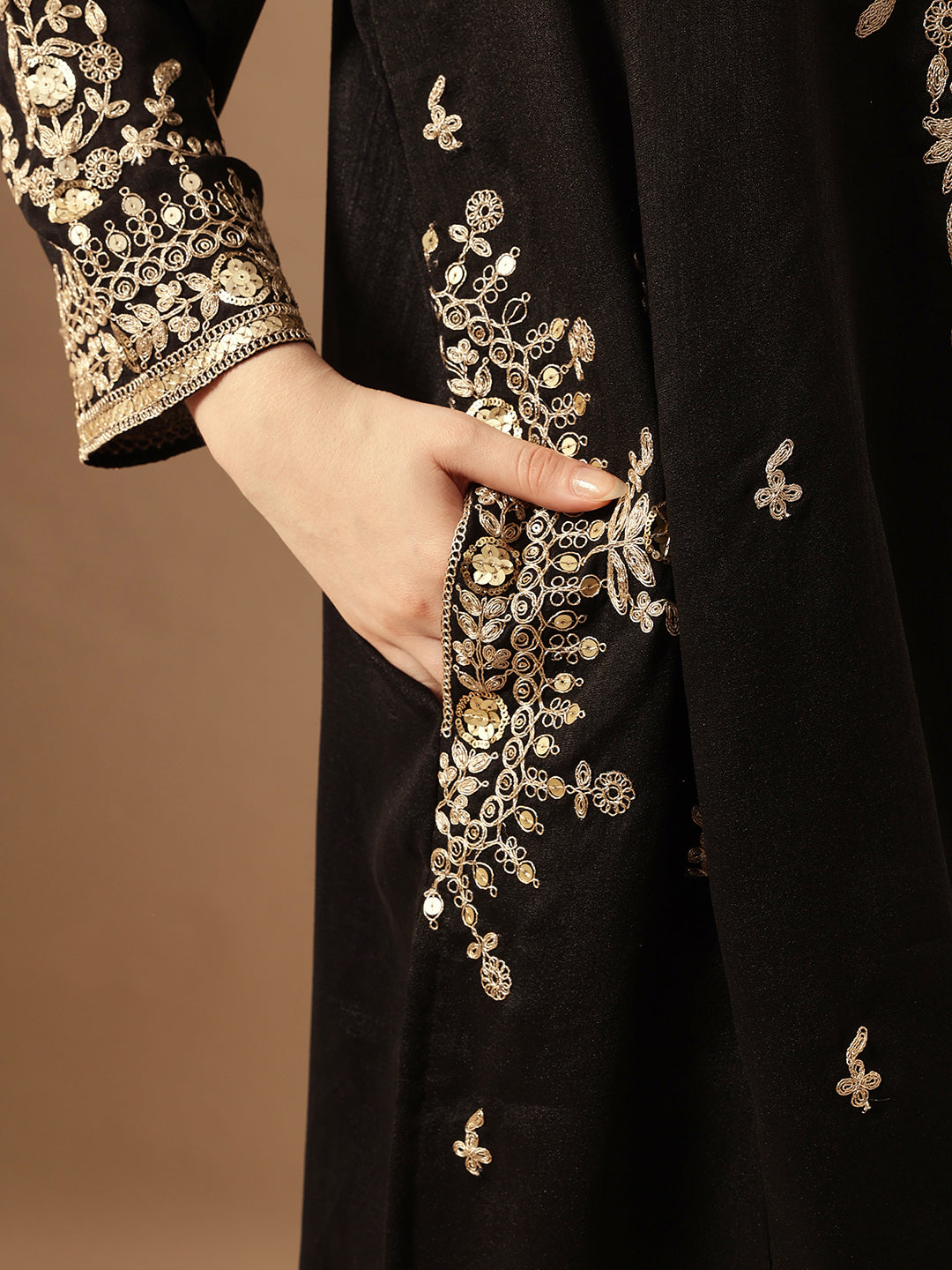 Rich Black A Line Kurta Sets