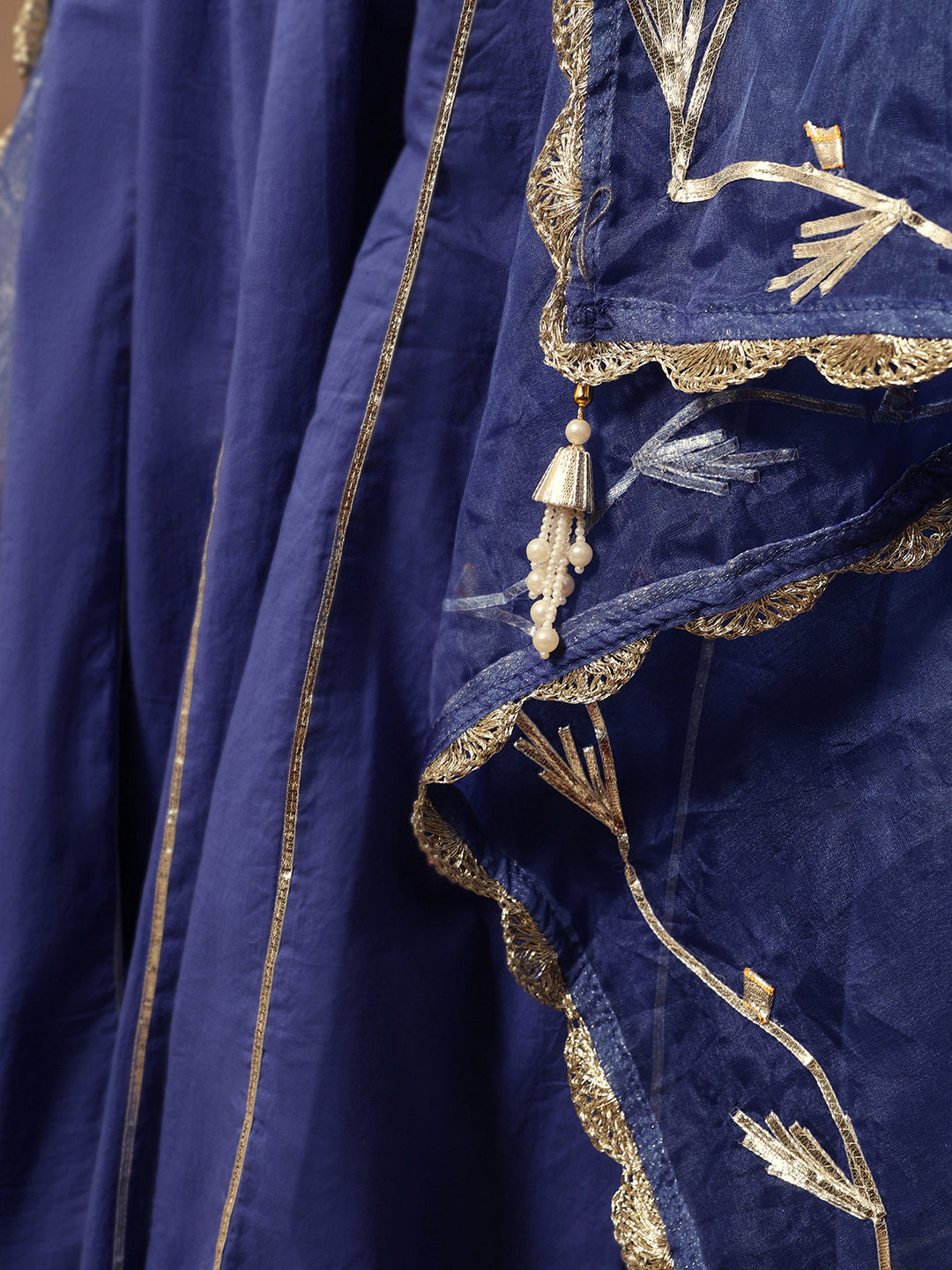 Comfy Royal Blue Organza Embroidered Anarkali Kurta Sets