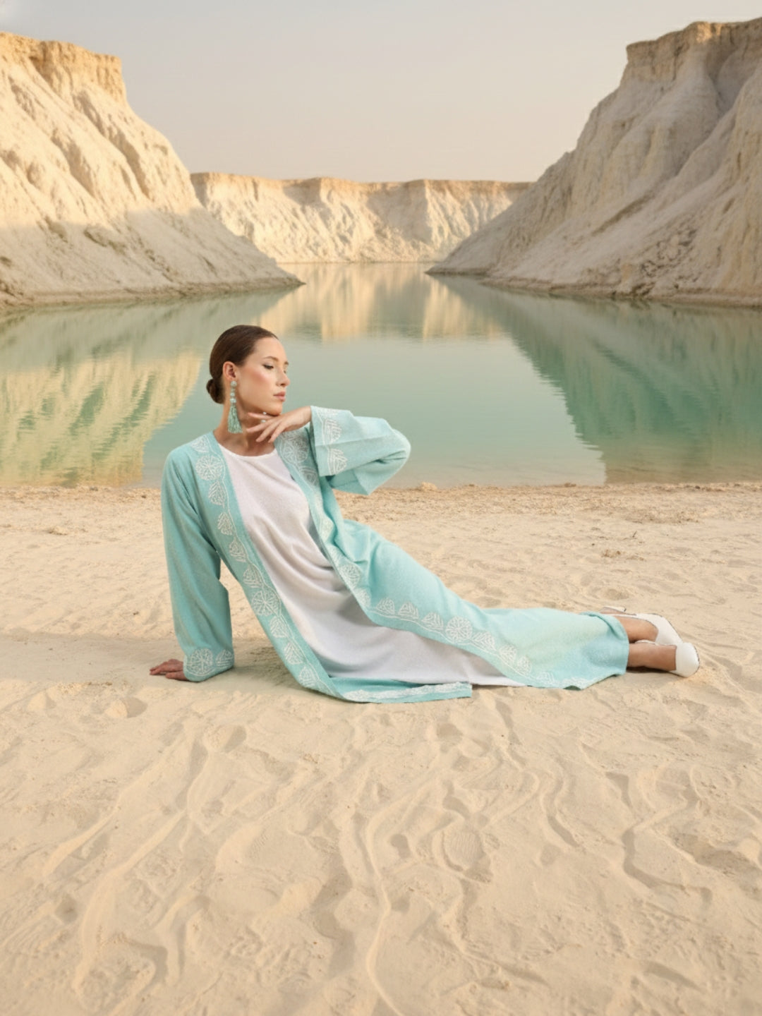 Rich Green Relaxed Abaya with Hijab in Chinese Crepe