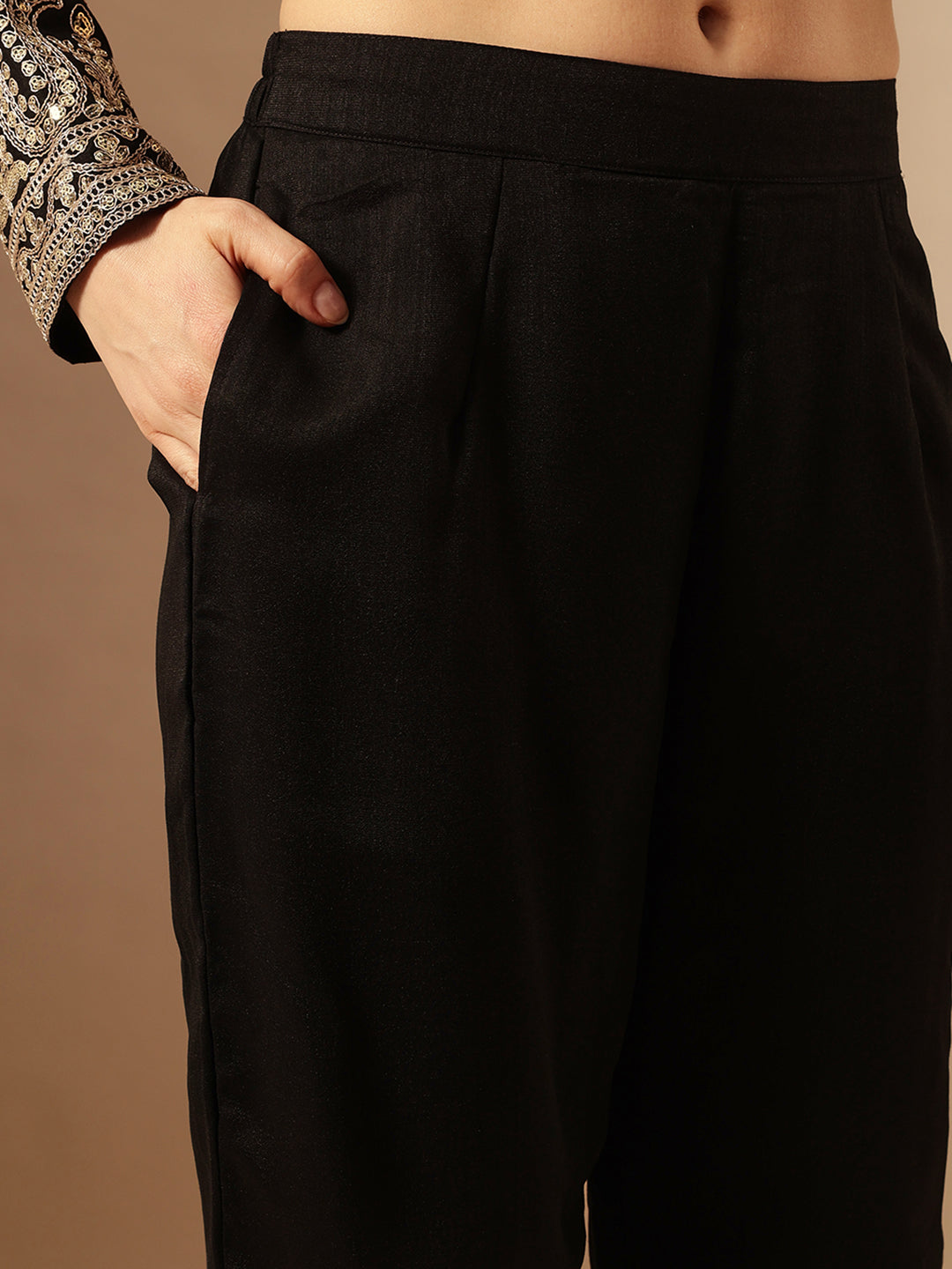 Rich Black Embroidered Kurta set with organza dupatta
