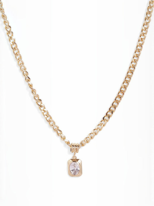 Ishin Gold  Colour Gold Plated Artificial Stones And Beads Chain