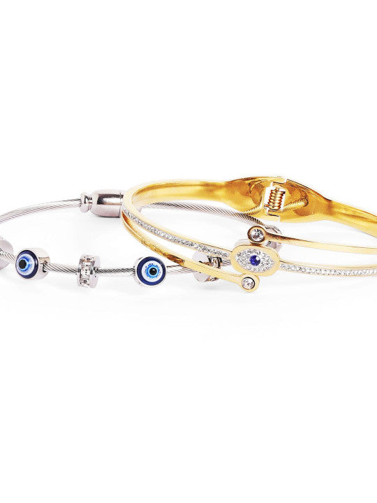 Ishin Blue Colour Gold Plated Artificial Stones And Beads Armlet