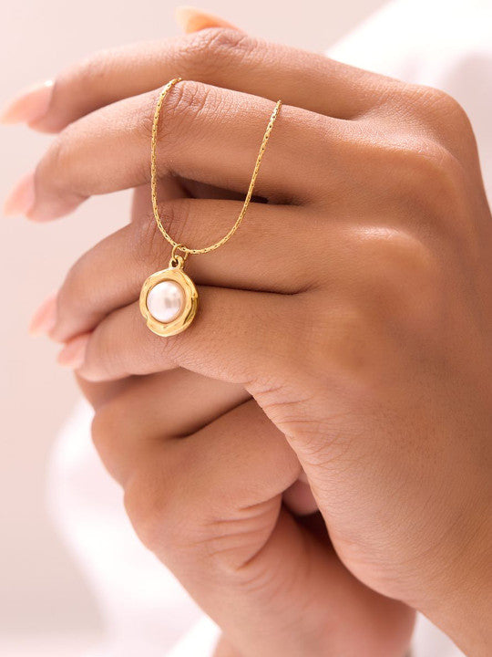 Ishin White  Colour Gold Plated Pearl Chain