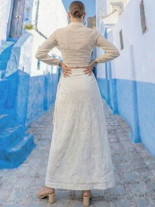 Comfy off white Pratidin Embroidered Skirts