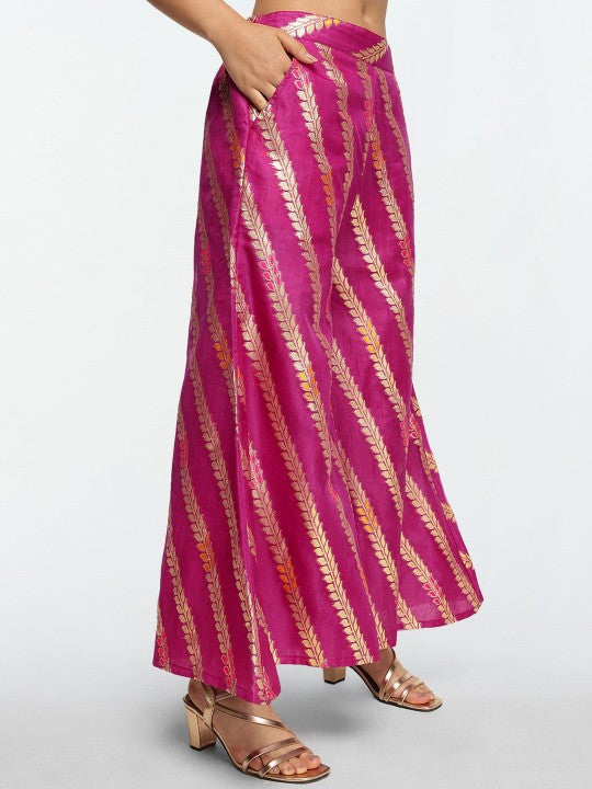 Graceful Purple Silk Blend Jacquard Straight Fit Kurta Set With Dupatta