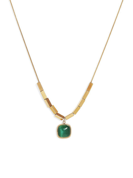 Ishin Green  Colour Gold Plated Emerald Chain