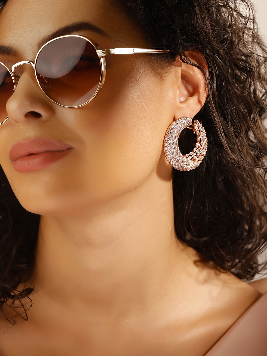 Rose Gold Colour Gold Plated AD Studs Earring