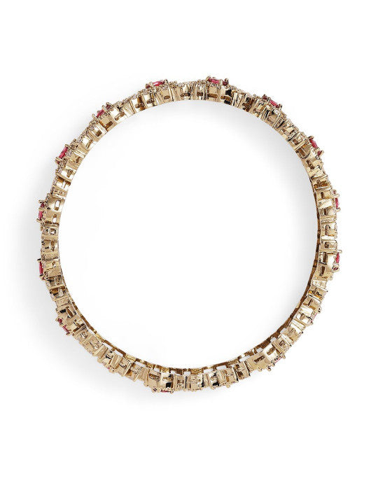 Ishin Red Colour Gold Plated American Diamond Bangle