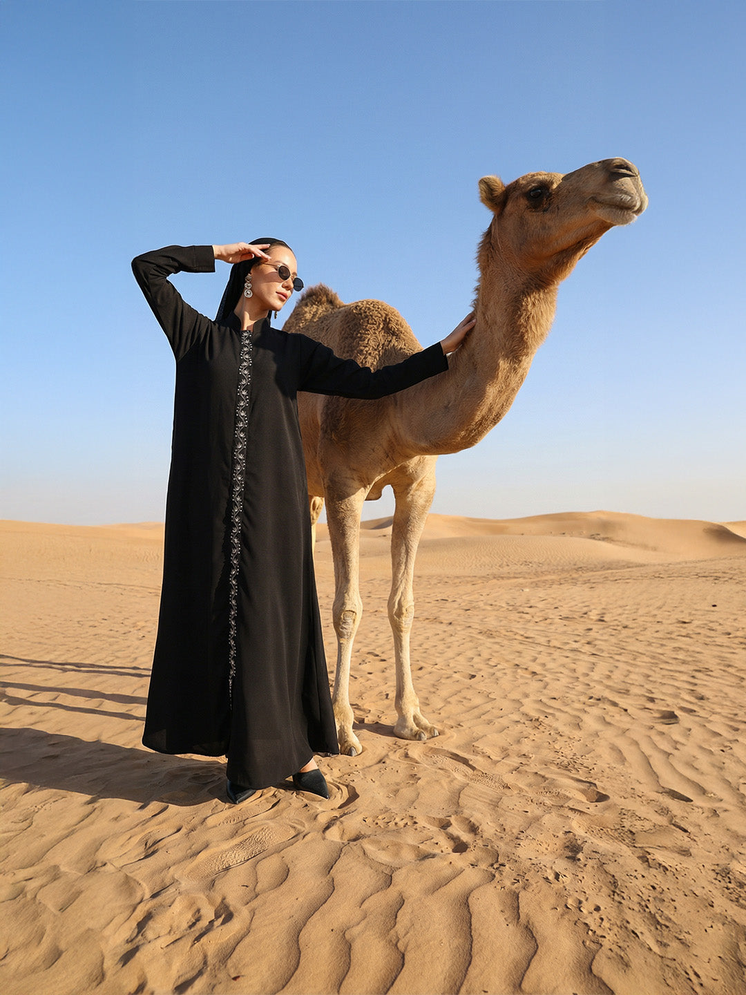 Rich  Black Embroidered Abaya with Hijab
