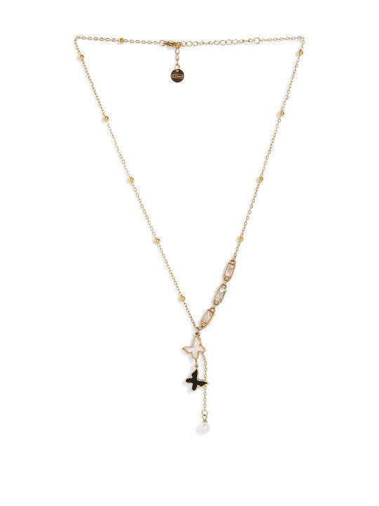 Ishin Black  Colour Gold Plated Artificial Stones And Beads Chain
