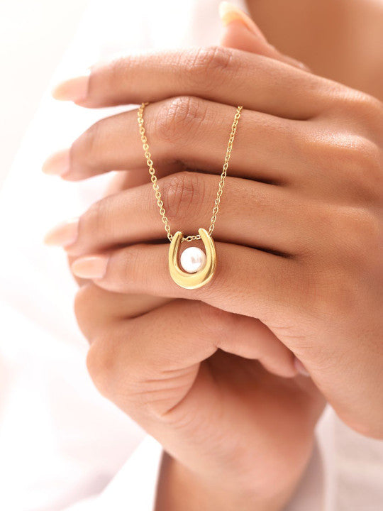 Ishin White  Colour Gold Plated Pearl Chain