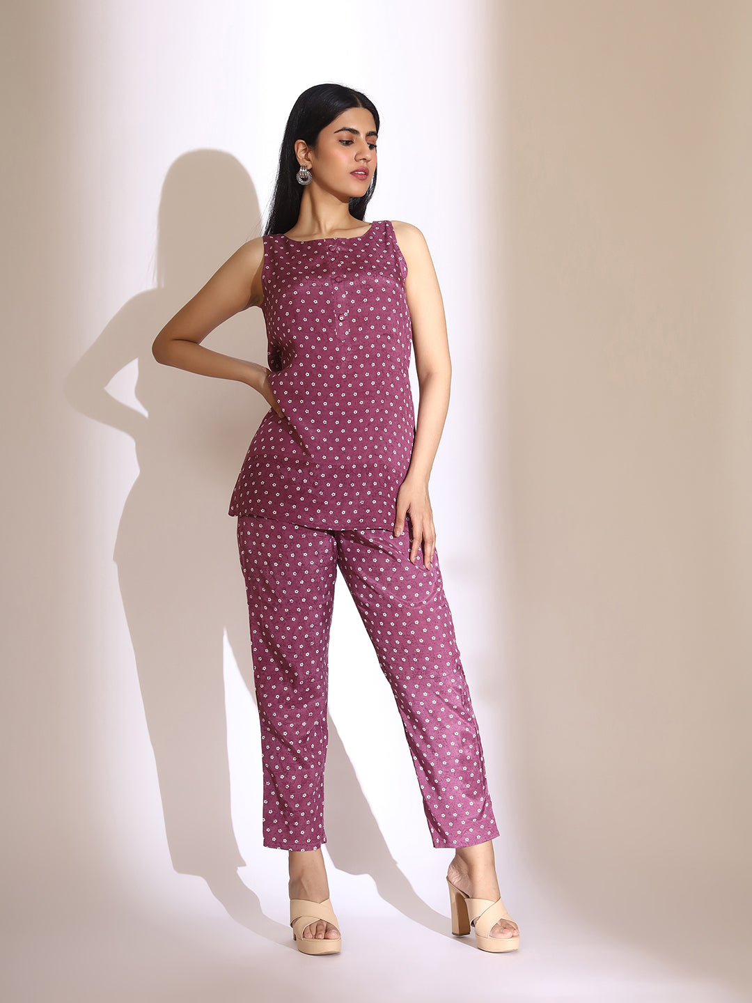 ISHIN Women Printed Top & Trouser With Jacket Co-Ord Set