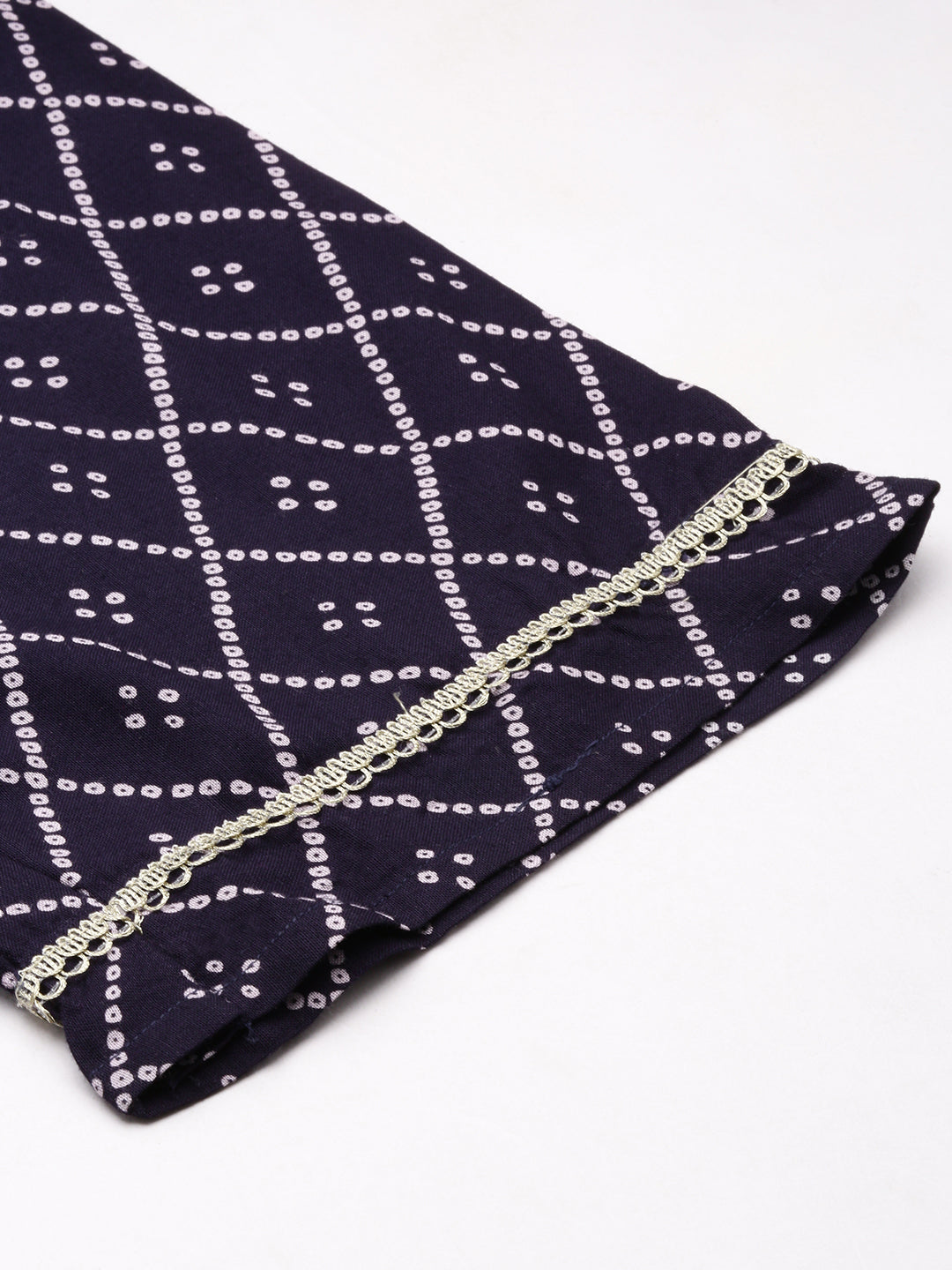 Comfy navy blue Viscose rayon bandhani printed Kaftan kurta set