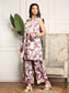 ISHIN Women Floral Printed Pure Cotton Top & Trouser With Shrug