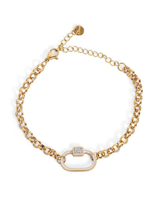 Ishin White Colour Gold Plated Artificial Stones And Beads Armlet