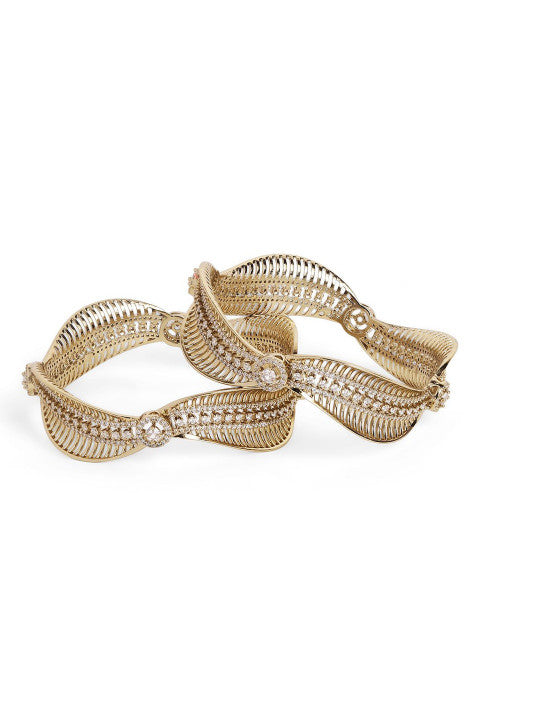 Ishin Red Colour Gold Plated American Diamond Bangle
