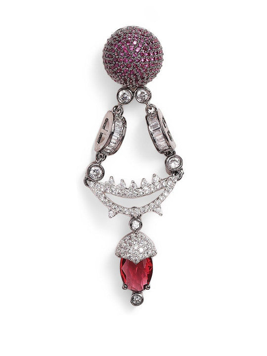 Ishin Pink  Colour Silver Plated American Diamond Jewellery Set