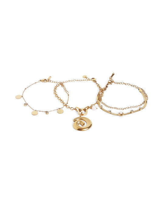 Ishin Gold Colour Gold Plated Artificial Stones And Beads Armlet