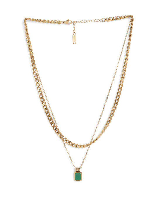 Ishin Green  Colour Gold Plated Emerald Chain