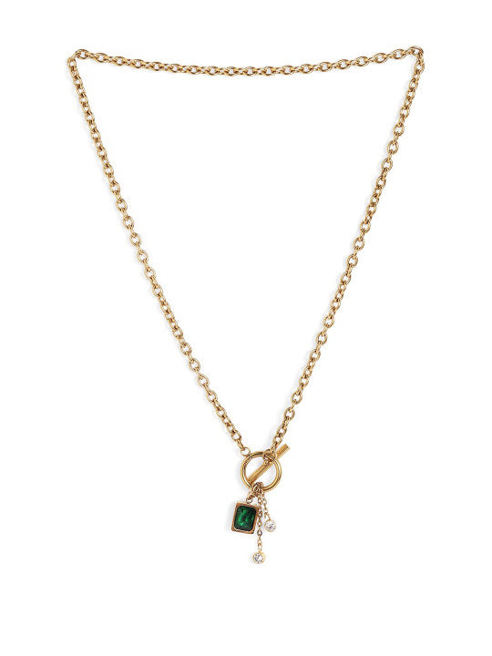 Ishin Green  Colour Gold Plated Emerald Chain