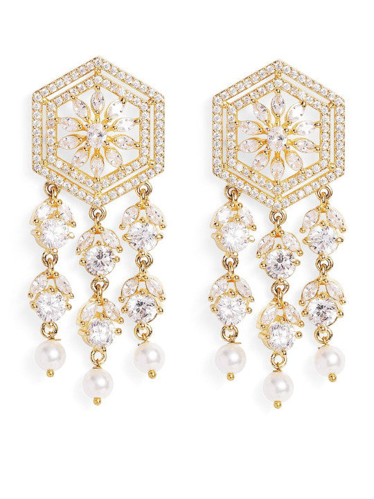 Ishin White  Colour Gold Plated American Diamond Jewellery Set