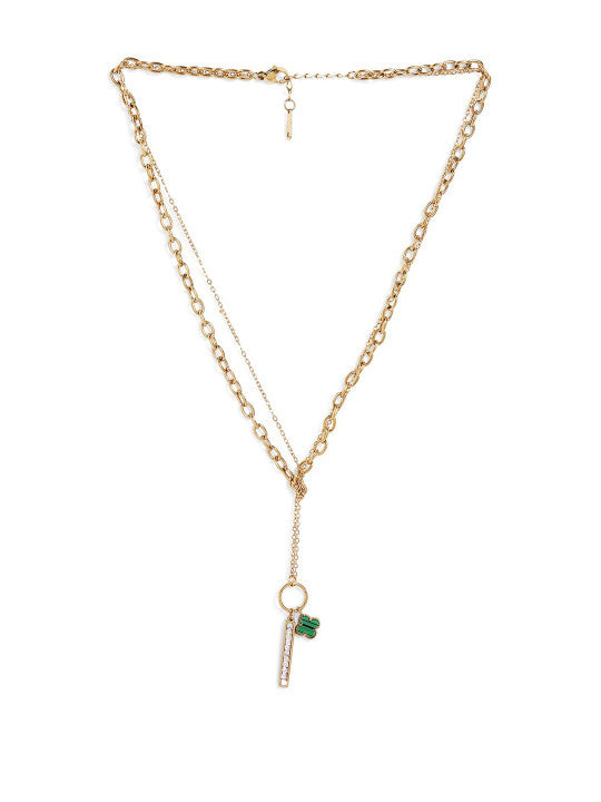 Ishin White  Colour Gold Plated Artificial Stones And Beads Chain