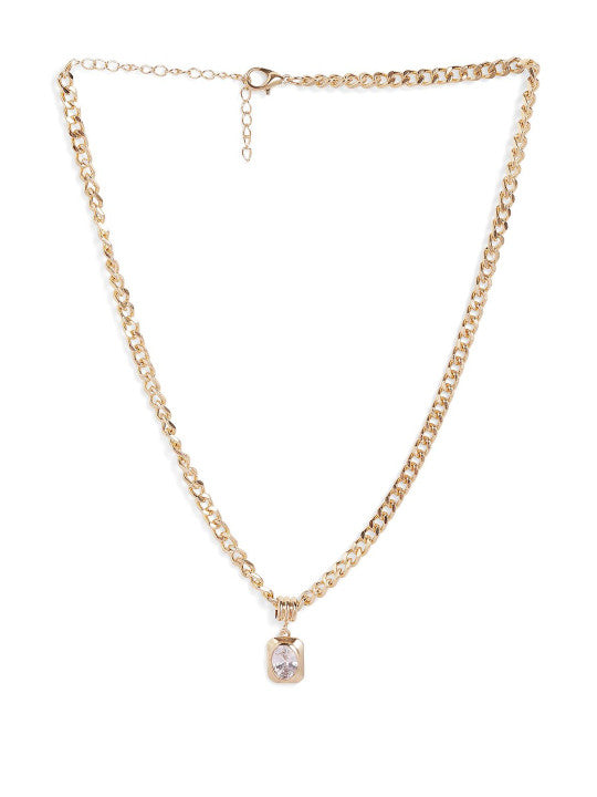 Ishin Gold  Colour Gold Plated Artificial Stones And Beads Chain