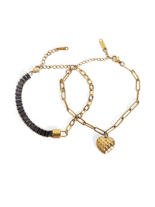 Ishin Black Colour Gold Plated Artificial Stones And Beads Armlet