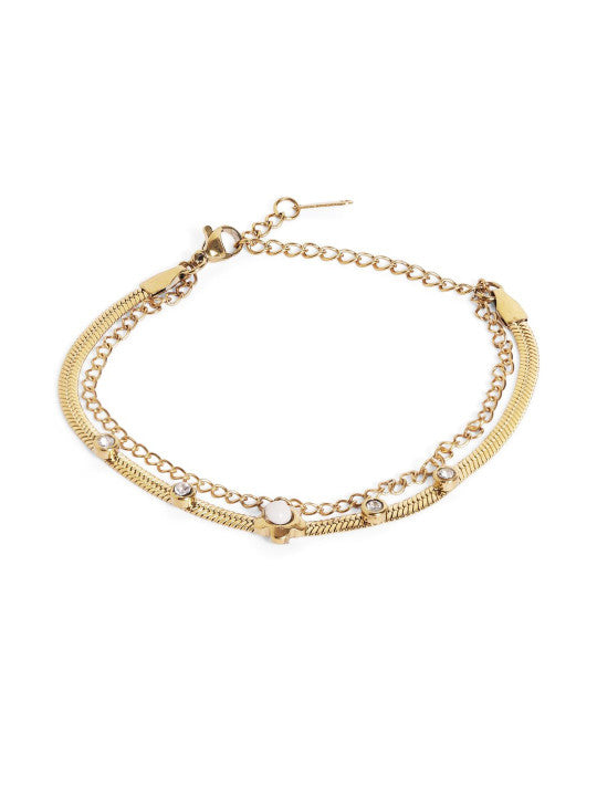 Ishin Gold Colour Gold Plated Artificial Stones And Beads Armlet