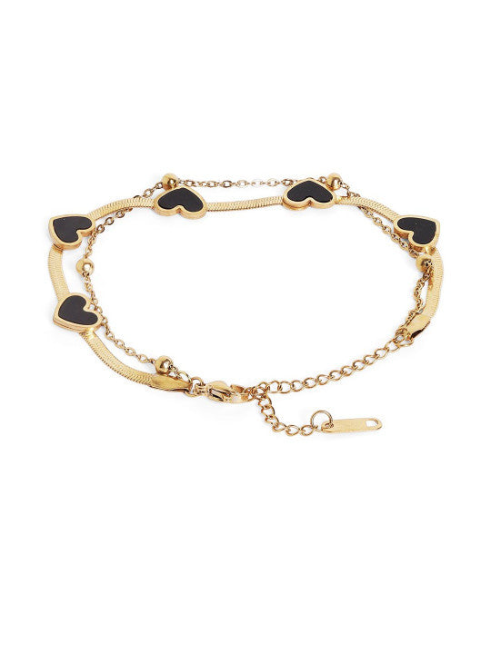Ishin Black Colour Gold Plated Artificial Stones And Beads Armlet