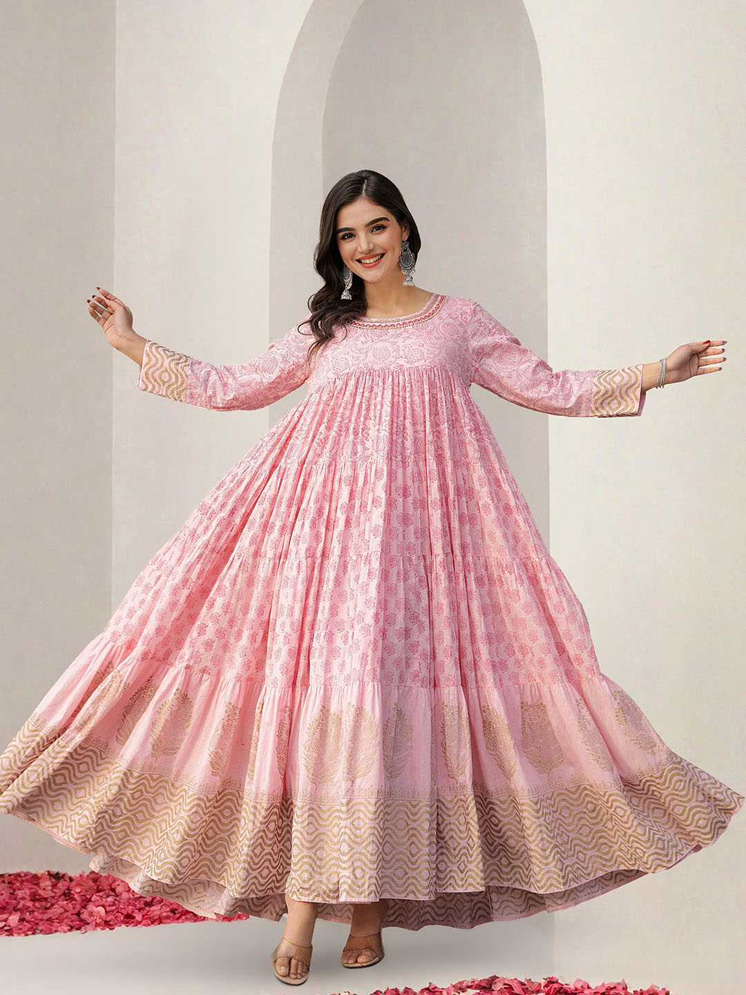 ethnic pink dress Chikankari Ethnic Dress  Sufiza Lifestyle