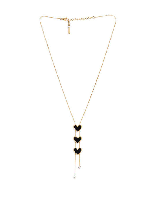 Ishin Black  Colour Gold Plated Artificial Stones And Beads Chain