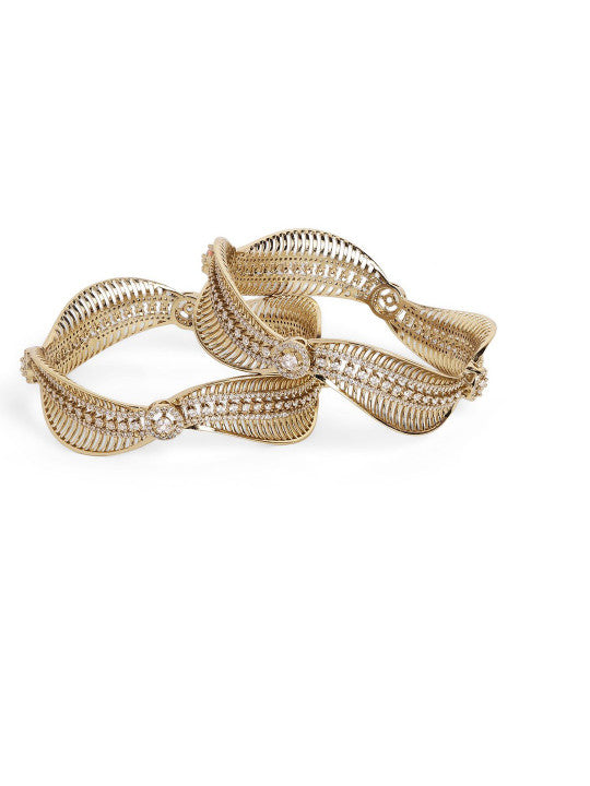 Ishin Red Colour Gold Plated American Diamond Bangle