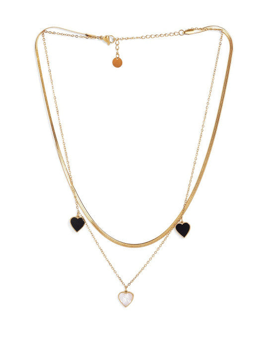 Ishin Black  Colour Gold Plated Artificial Stones And Beads Chain
