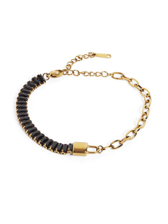 Ishin Black Colour Gold Plated Artificial Stones And Beads Armlet