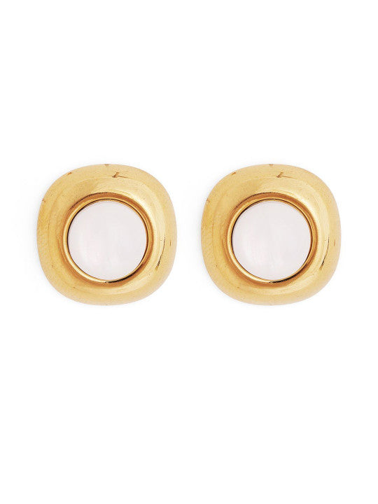 Ishin White Colour Gold Plated Artificial Stones And Beads Stud Earring